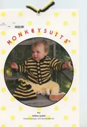 Monkey Suits Knitting Pattern #17 Yellow Jacket (Striped Cardi & Bumblebee Hat)
