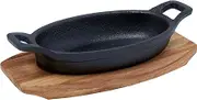 Pyrolux Pyrocast Oval Gratin, 15.5 x 10 cm with Maple Tray, Black