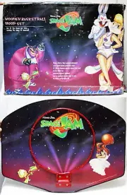 RARE VINTAGE 1996 SPACE JAM WOODEN BASKETBALL BACKBOARD & HOOP SET NEW NOS !