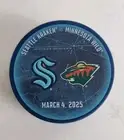 SEATTLE KRAKEN vs Minnesota Wild Match Puck 3/4/25