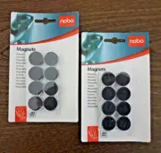 16 (2x8) BRAND NEW NOBO QUALITY 20mm BLACK MAGENTS FOR WHITEBOARD FRIDGE 1901440