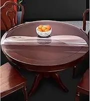 Transparent Round PVC Tablecloth Protective Film, 1.5mm Thick Transparent Table Protector Plastic Protective Pad, Waterproof Transparent Tablecloth Protector (Dia 90cm/35in)
