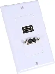 QANYEGN 1 Port VGA Wall Plate, Wall Outlet Video Socket Face Connector Plate, Video Socket Connector Component for Home or Business