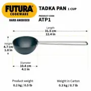 Hawkins Futura Hard Anodised 1-Cup Tadka Pan 10 cm Spice Heating ATP1 FREE SHIP