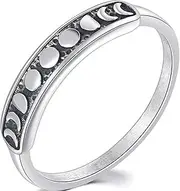 [Jude Jewelers] Retro Vintage Stainless Steel Moon Phase Shape Crescent Stacking Wedding Band Promise Ring