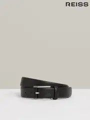 Reiss Black Remi Leather Micro-Grain Belt (AJ5261) | $135
