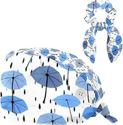 [YTYVAGT] Scrub Caps Women,Scrub Hats Suitable for Women,Blue Umbrellas White Background