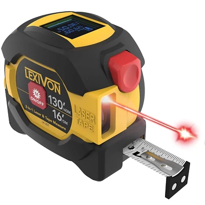 2 in 1 Digital Laser Tape Measure | 130Ft/40M Laser Distance Meter Display on Ba