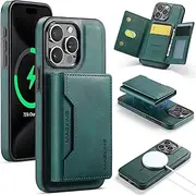Protective Case Compatible with iPhone 15 Pro Max Case Wallet with Credit Card Holder,Magnetic Detachable Wallet Case [Compatible with & RFID Blocking] Tri-fold Wallet Kickstand Protective Cover Case