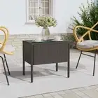 NNEVL Side Table Black 53x37x48 cm Poly Rattan and Tempered Glass