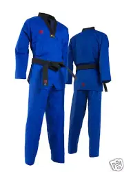 New Mooto Uniform Gi Dobok Vneck TaeKwonDo TKD Training Competition WTF KTA Blue