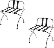 2PCS Stainless Steel Luggage Rack, Luggage Suitcase Stand with Backrest,Lightweight Folding Luggage Stand, for Guest Rooms, Bedroom to Place Quilts, Clothes, Trousers