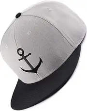 [Bexxwell] Junior Snapback Cap for Children Grey/Black with Anchor (Children, Junior, Kids, Optimal Fit, Cap, Grey, Grey, Black, Anchor, Unisex), Gray, One Size