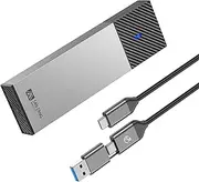 M.2 Enclosure NVMe M.2 SSD Enclosure with 10Gbps Transmission, USB3.2 NVME SATA SSD Enclosure Adapter for 2230 2242 2260 2280 M.2 PCIe NVMe M-Key & M+B Key SSD (Tool-Free, 2-in-1 Cable), Grey