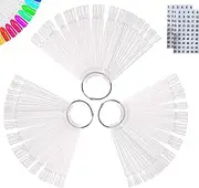 100 Pcs Nail Colour Display Tips, Clear Nail Swatch Sticks with Ring and Numbered Tips, Practice Nails, Nail Swatch, Salon Nail Samples Sticks for Gel Polish, Practice, Tips & Designs