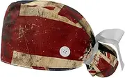 [YTYVAGT] 2-Pc,Gourd-Shaped Working Cap,Fisherman Hat with Buttons and Cotton Sweatband,England Flag Banner