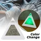 LED Pyramid Digital Bedside Clocks Thermometer Meter Number Clock Alarm Clock