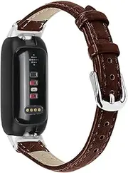Leather Band Intended for Fitbit Inspire 3 Smartwatch Band, Unique Narrow Slim Thin Leather Men Women Replacement Wrist Straps for Fitbit Inspire 3