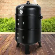 3-in-1 Charcoal BBQ Smoker - Black