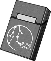 [Lorxilar] Cigarette Case Portable Brushed Aluminum Cigarette Case Holder Metal Magnetic Switch 20 Capacity,One Size,B