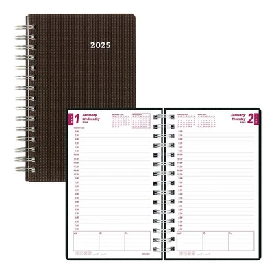 2025 Brownline DuraFlex 5" x 8" Daily & Monthly Planner Poly Cover Black