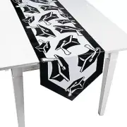 Black Congrats Grad Paper Table Runner, Party Supplies, 1 Piece