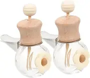 COMNESTBI Auto Essential Oil Bottle Empty Car Scent Diffuser Car Fragrance Diffuser Bottle Set Vent Clip Wooden Cap