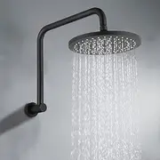 Decaura Gooseneck Shower Arm Extension with 9" Swivel Rain Shower Head Set Brass Black