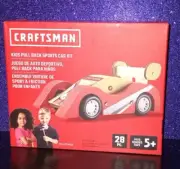 Craftsman Kids Pull Back Wooden Sports Car Kit Toy 28 Piece Ready to Build NIB