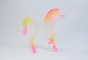 Unicorn Light Orange Yellow Pink Figurine of Blown Glass Crystal