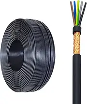 5/6-Core (1, 1.5, 2.5 Mm²) Pure Copper RVVP Shielded Flexible CablePVC Insulation Black – EMI-Protected, Flame-Retardant Outdoor and Industrial Signal Control Wire(65ft,6c-2.5mm2)