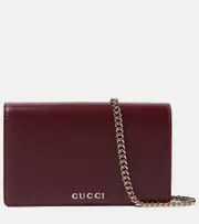 [Gucci] Gucci Gucci Script leather wallet on chain One Size red