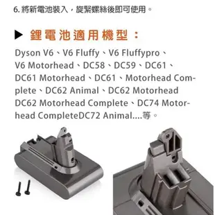ANewPow Dyson V6系列副廠鋰電池 DC6230 3000mAh (適用DC62.DC72.DC74.等)