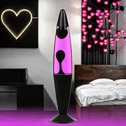 Licht-Erlebnisse Jenny Lava Lamp Glass Aluminium Black Pink Purple Living Room Teenager's Room Height 42 cm G9 with Light Bulb Atmospheric Retro Table Lamp