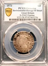 在飛比找Yahoo!奇摩拍賣優惠-【罕見】PCGS VF 英國 1573年 伊莉莎白一世 六便