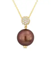 Le Vian Grand Sample Sale 14K Honey Gold 0.11 ct. tw. Diamond 10-11mm Pearl Necklace