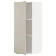 METOD wall cabinet with shelves, white/Havstorp beige, 40x37x100 cm