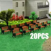 20Pcs Small Model Train HO TT Scale 1:87 Bench Chair Settee Street Park Layout