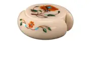 Handmade White Marble Tea Coaster Stone Inlay Decorative Coaster Perfect Gift