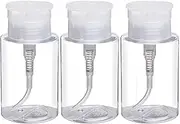 Pack of 3 Nail Polish Remover Pump Empty Dispenser Bottle for Alcohol, Acetone, Nail Polish and Makeup Remover, 150ml(5.10z), Clear Top Cap