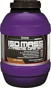 Ultimate Nutrition ISO Mass Xtreme Gainer, Isolate Protein Powder with Creatine - Serious Lean Muscle Mass with 60 Grams of Protein, Iced Coffee, 30 Servings