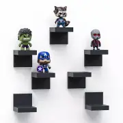 7-Pack Small Floating Shelves for Wall by RicherHouse Plastic Black Shelf 4 I...