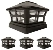 Solar Post Cap Light 4 Pcs 6x6 Solar Black Color Square Fence Post Cap Light