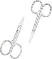 Eyebrow and Nose Hair Scissors, 3.7” Stainless Steel Professional Silver