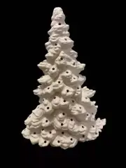 VINTAGE Mold Tampa Bay CERAMIC Christmas Tree Slim Flat Mantel Window 16" Bisque