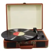 Vintage Retro Vinyl Record Player Built-In Speakers Portable Suitcase Turntable
