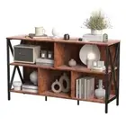Storage Organizer Shelf,Industrial Horizontal Bookshelf,Short Wide 5 Cube Brown