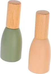 FRCOLOR 2pcs Refillable Perfume Oil Bottles with Beech Caps Travel Friendly Rollerball Containers for Essential Oils Elegant Design for Daily Use and Fragrance Application
