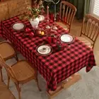 Christmas Tablecloth Plaid Cotton Linen Fabric Household Banquet Printed Party