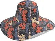[Yoogain] Retro Clematis Flowers Blue Red Foldable Hats for Women Sun Protection for Vacation Decorative Sun Protection hat for Womens Sun Protection Essentials Sombrero Playa para Mujer, Retro Clematis Flowers